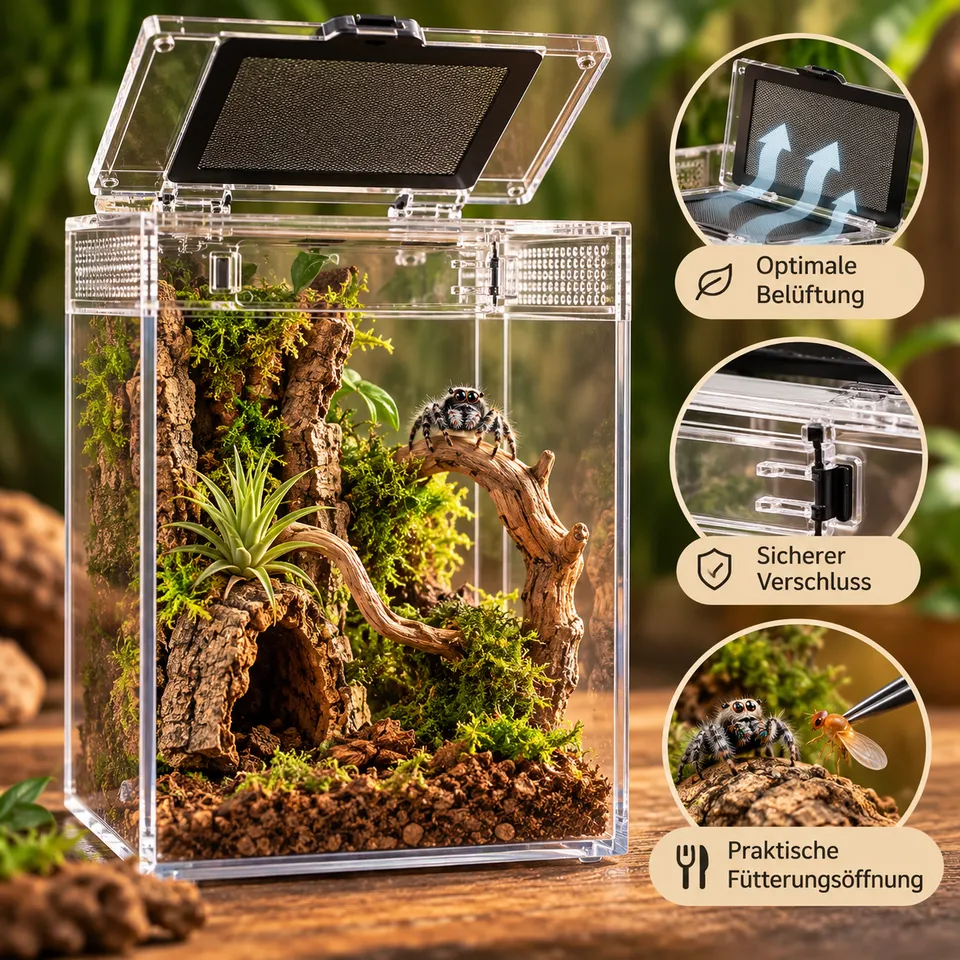 Hohes Terrarium für Springspinnen – 20 x 20 x 28 cm